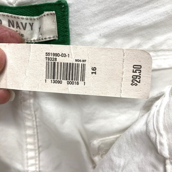 Old Navy Cotton White Sailor Pants, Sz 16, Mid-Rise Wide Leg Cuffs NEW Tiny Flaw - Picture 5 of 11